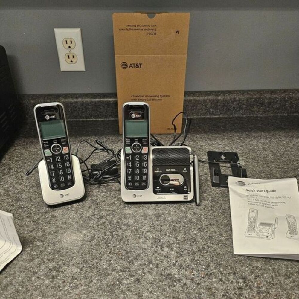 AT&T BL102 2-Handset Expandable Cordless Phone w‎ Answering System Call Blocker